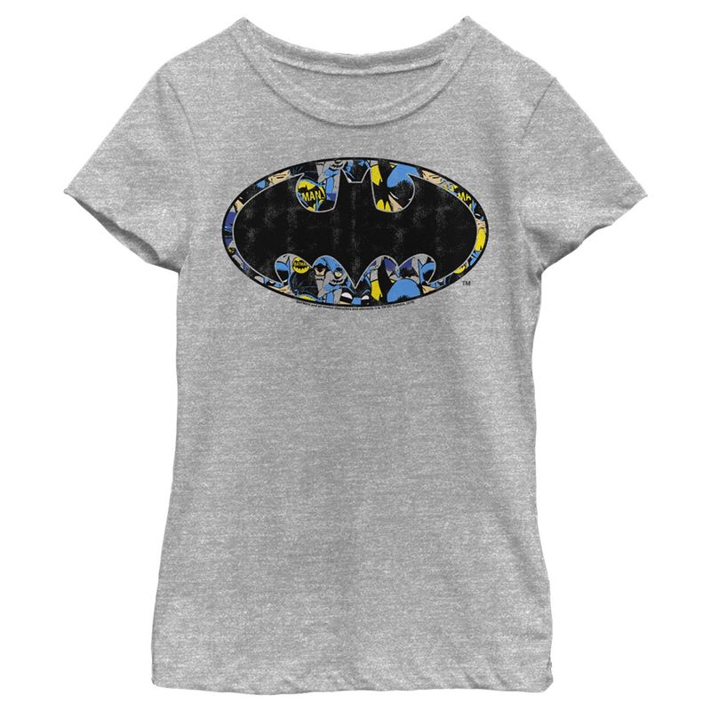 Girl's Batman Distressed Filled Logo T-Shirt, 1 of 6