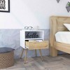 Vynxaria 1-Drawer Nightstand - White/Light Oak Finish, 20.9" Superior Top, Open Shelf, Four Legs, Durable Build - 4 of 4