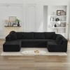 137.8" Corduroy Upholstery U-Shaped Cloud Modular Sectional Sofa with Left Chaise and Pillows, All-Foam Compression Design - 3 of 4