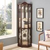 FURNIinspire Utility Storage Cabinets, Glass Corner Display Cabinet with Adjustable Glass Shelves for Living Room Bedroom, Cherry, - 2 of 4
