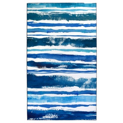 Homefires Sapphire Stripes Indoor Rug, 3' x 5', Bold Blue Modern Area Accent