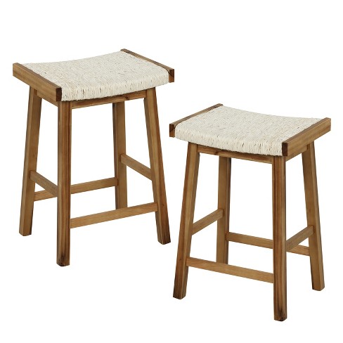 Tangkula Bar Stools Set of 2 25.5” Counter Height Bar Stools with Seagrass Woven Seat Solid Wood Frame & Comfortable Footrests - image 1 of 4