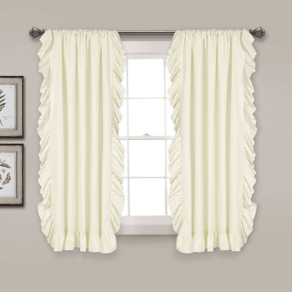 Photos - Curtain Rod / Track 2pk 54"x63" Light Filtering Reyna Curtain Panels Ivory - Lush Décor