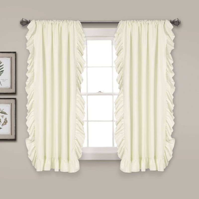 2pk 54&#34;x63&#34; Light Filtering Reyna Curtain Panels Ivory - Lush D&#233;cor, 1 of 8