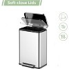Kitchen Trash Can Set of 2 – 50 Liter (13 Gallon) Large Kitchen Bin & 8 Liter (2 Gallon) Small Bathroom Can, Stainless Steel Step-On Trash Cans - 3 of 4
