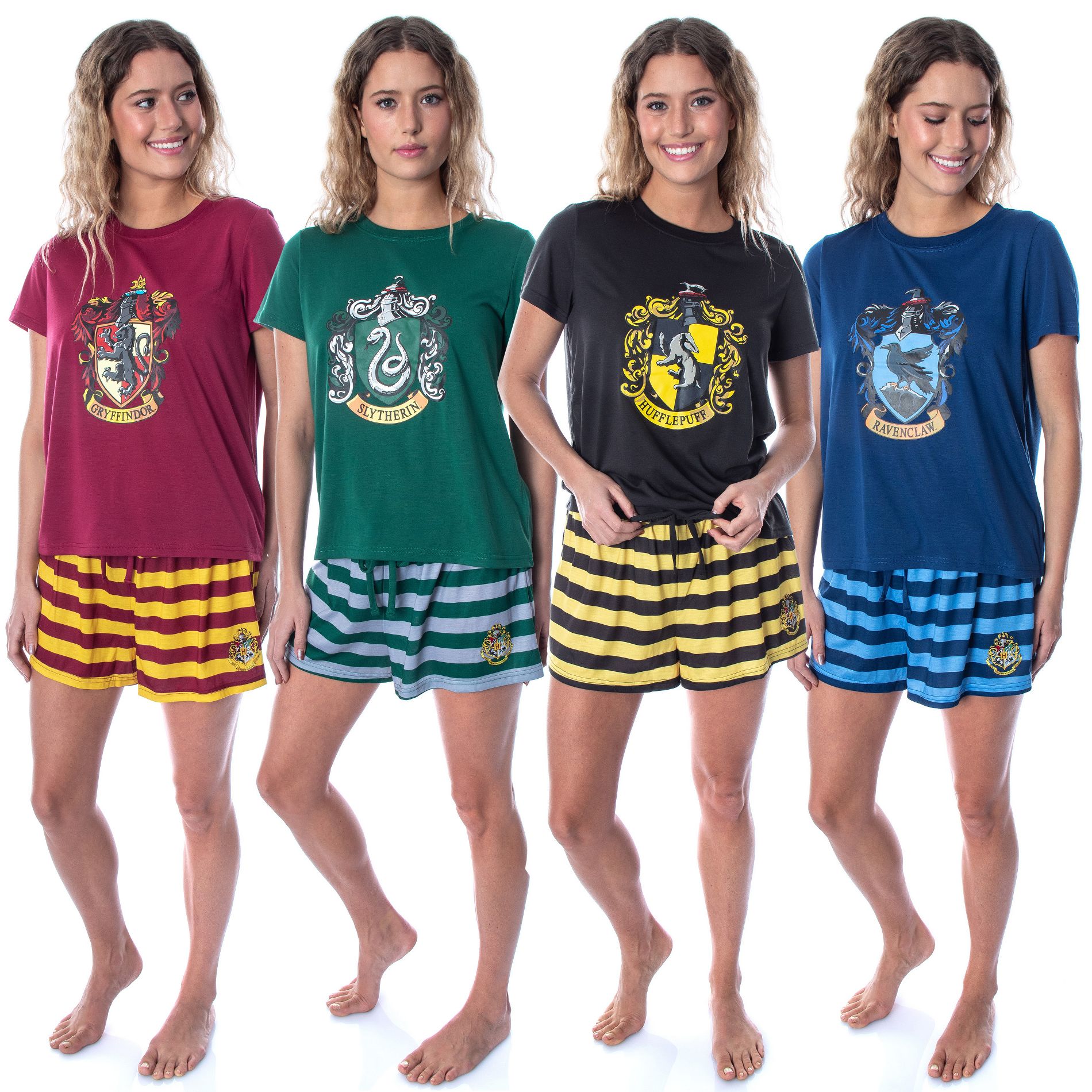 Harry Potter Women's Hogwarts Castle Shirt and Shorts Pajama Set - All 4 Houses