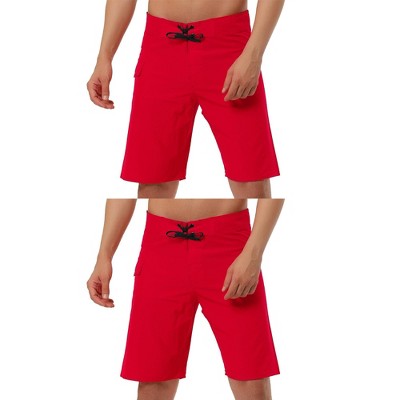 Lars Amadeus Men's Solid Color Elastic Waist Drawstring Beach Board Shorts 2 Pack