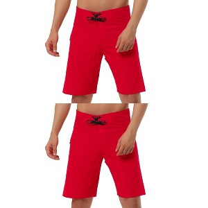 Lars Amadeus Men's Solid Color Elastic Waist Drawstring Beach Board Shorts 2 Pack - 1 of 4