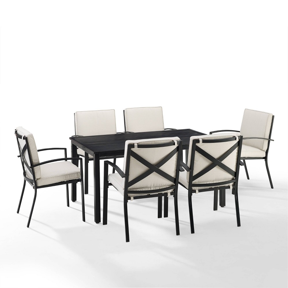 Photos - Garden Furniture Crosley Kaplan 7pc Outdoor Dining Set with 6 Arm Chairs & Dining Table Oatmeal/Oil 