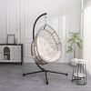 Outdoor Egg Chair with Stand Wicker Hanging Swing Chair with Cushion Indoor Outdoor Hammock Chair for Patio Garden Balcony or Living Room-The Pop Home - 2 of 4