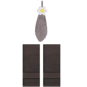 REGALWOVEN 3 Pcs Soft Absorbent Hand Towel Bathroom Decorative Set - 1 of 4