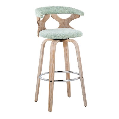 Gardenia Green Wood and Metal Swivel Barstool Set