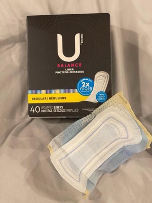 U by Kotex Balance (Previously Lightdays Plus) Wrapped Panty Liners,  Regular Length, Unscented, 40 Count Packages - 4 Pack (Includes 160 Liners  Total)