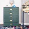 Whisen Kids Dresser with 5 Drawers, Painted MDF, Gold Campaign Handles, Sturdy, Stylish Storage Gift for Kids’ Rooms - Dark Green - 2 of 4