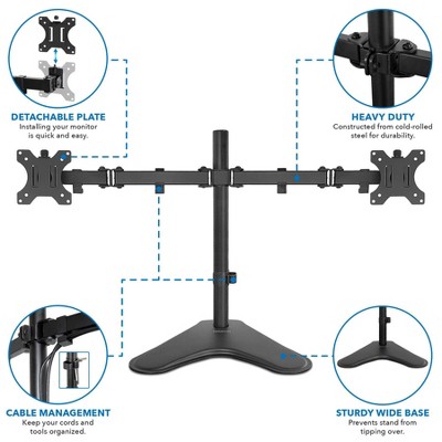 Black Dual Monitor Desk Stand with Adjustable Arms