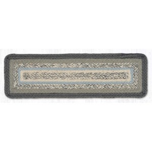 Earth Rugs Charcoal/Gray/Ivory Stair Tread – 27"x8.25" Rectangular Braided Jute Step Rug - 1 of 3