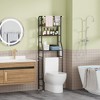 SUGIFT 3 Tier Over The Toilet Rack, Metal Bathroom Organizer Shelf with Paper Holder and 3 Hooks, Black - 2 of 4