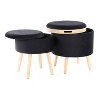 CAVINAS Round Polyester Storage Ottoman Bench with Removable Lids and Matching Stool,Storage Benches for Living Room,Bedroom - 4 of 4