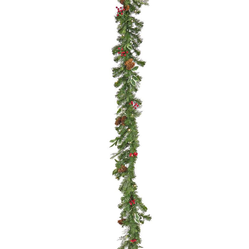 National Tree Company First Traditions Pre-Lit Christmas Evergeen Garland with Pinecones and Berries, Warm White LED Lights, Plug In, 6 ft, 4 of 6
