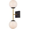 Elegant Lighting Neri 2 lights black and brass and white glass wall sconce - 3 of 4