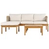 3-Piece Outdoor Patio L-Shaped Acacia Wood Rope Weave Sectional Sofa Set with Coffee Table and Ottoman - 3 of 4