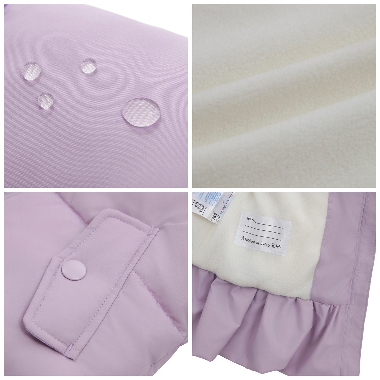Куртка Rokka&Rolla Ruffle Winter Coat Fleece Lined Kids Jacket-Purple для девочек-малышей, цвет: Фиолетовый — фото 7