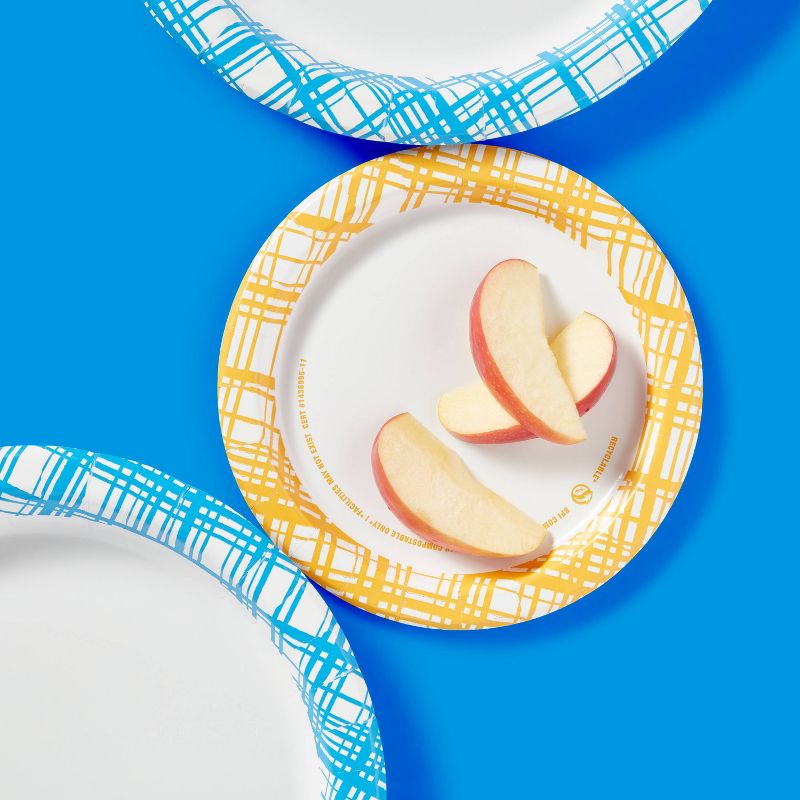 Disposable Paper Plates 7&#34; - Yellow Plaid - 60ct - up &#38; up&#8482;, 2 of 4