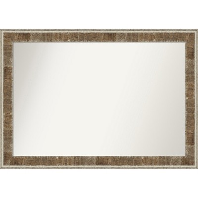 Farmhouse Brown Narrow Wood Bathroom Vanity Mirror 47.66" x 35.28"