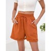 Garvee Womens High Waist Shorts with Deep Pocket Drawstring Linen Texture Casual Shorts for Women Summer Athletic Shorts - 4 of 4