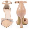 BLISSFUL STEP Women's Pointy Toe Ankle Strap Rhinestone Stiletto Heel Pumps - 2 of 3
