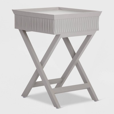 Gray Painted Wood Bedside Table with Drawer