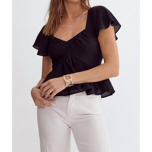 Women's Flutter Sleeve Peplum Top - entro - 1 of 4