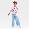 Girls' Floral Valentine's Day Fleece Crew Neck Pullover Sweatshirt - Cat & Jack™ Cream - 3 of 3