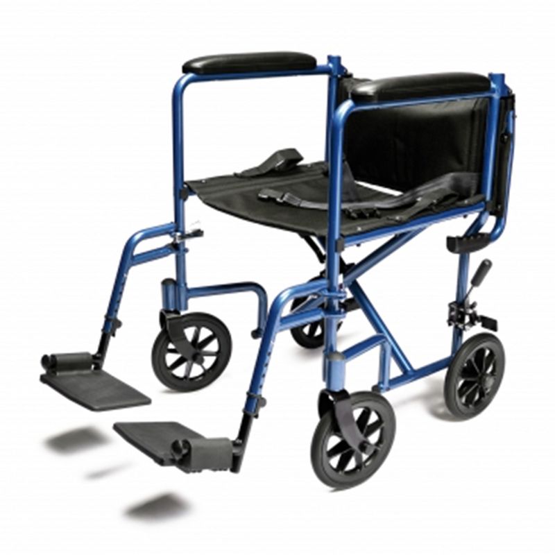 Graham Field EJ787-1 Everest & Jennings Lightweight, Compact Folding Transport Wheelchair with Aluminum Frame and 17 Inch Padded Seat, Blue, 2 of 6