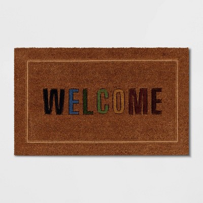 1&#39;6&#34;x2&#39;6&#34; &#39;Welcome&#39; Coir Doormat Multi/Natural - Threshold&#8482;