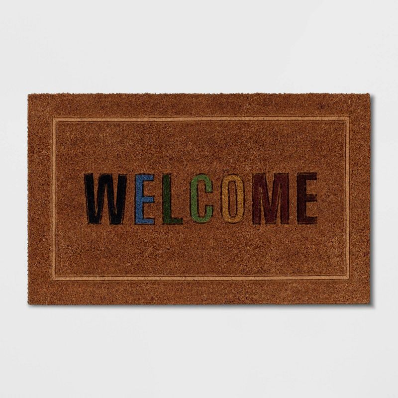 1&#39;6&#34;x2&#39;6&#34; &#39;Welcome&#39; Coir Doormat Multi/Natural - Threshold&#8482;, 1 of 6