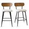 Modern Counter Bar Stools with Bouclé Seat and Ash Back, Armless Kitchen Island Chairs with Metal Frame and Black Metal Legs-Maison Boucle - 2 of 4
