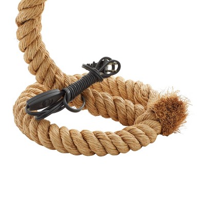 Brown Jute Rope Styled Abstract Desk Lamp with Empire Shade