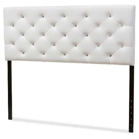 White faux leather store headboard full