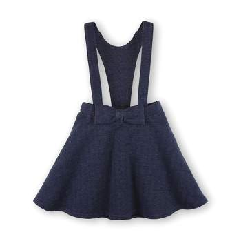 Hope & Henry Girls' Fleece Bow Front Suspender Skirt, Infant