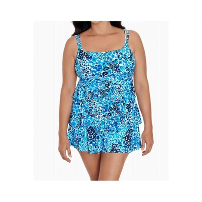 Women's Fanciful Triple Tier Long Torso Swim Dress - Longitude