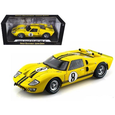 1966 Ford GT-40 MK II #8 Yellow with Black Stripes 1/18 Diecast Model Car by Shelby Collectibles