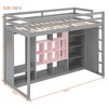 Twin/Full Size Wood Loft Bed with Wardrobe, Colorful Shelves & Cabinet, Reversible Staircase - ModernLuxe - 3 of 4