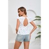 Womens Maternity Tops Flying Short Sleeve Nursing Tops V Neck Ruffle Floral Pregnancy Blouse with Discreet Zipper - 4 of 4