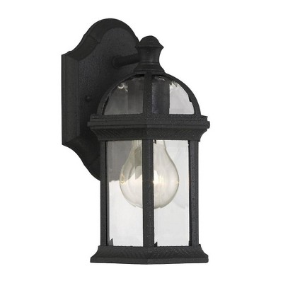 Textured Black Mission Style Outdoor Wall Lantern