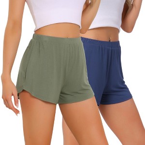 INSPIRE CHIC Women's Cozy Solid High Waist Casual Bottoms 2 Pcs Sleep Pajama Shorts - 1 of 4