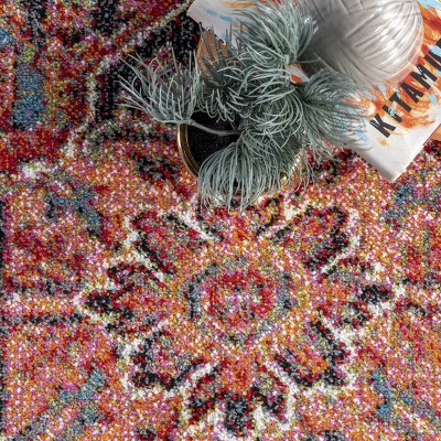 Patrice Emblem Orange Synthetic 3' x 5' Indoor/Outdoor Rug