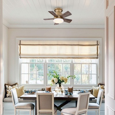 24" Brass Gold LED Flush Mount Ceiling Fan with Remote and Reversible Blades