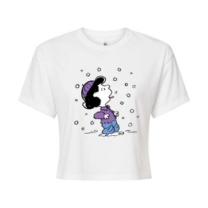 Women's - Peanuts - Lucy Snow Cropped Graphic T-Shirt - 1 of 4