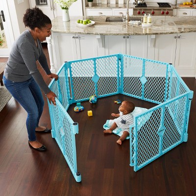 Aqua Blue 6-Panel Indoor Outdoor Baby Playpen